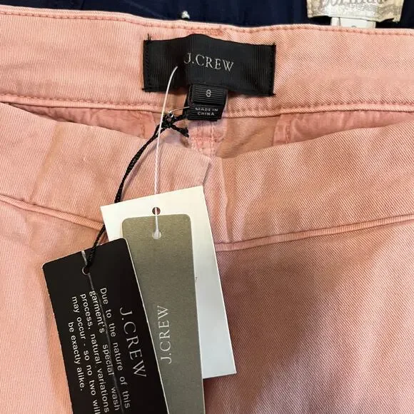 NEW J. Crew Pink Cotton Washed Bermuda Shorts Size 8 - Picture 2 of 4